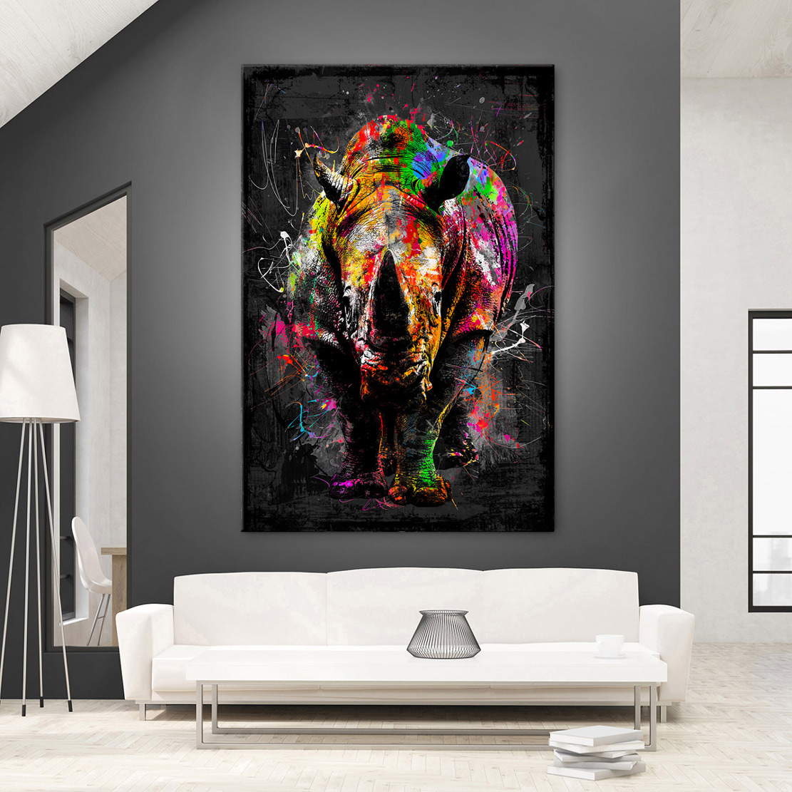 Wandbild Leinwandbild Nashorn PopArt Style
