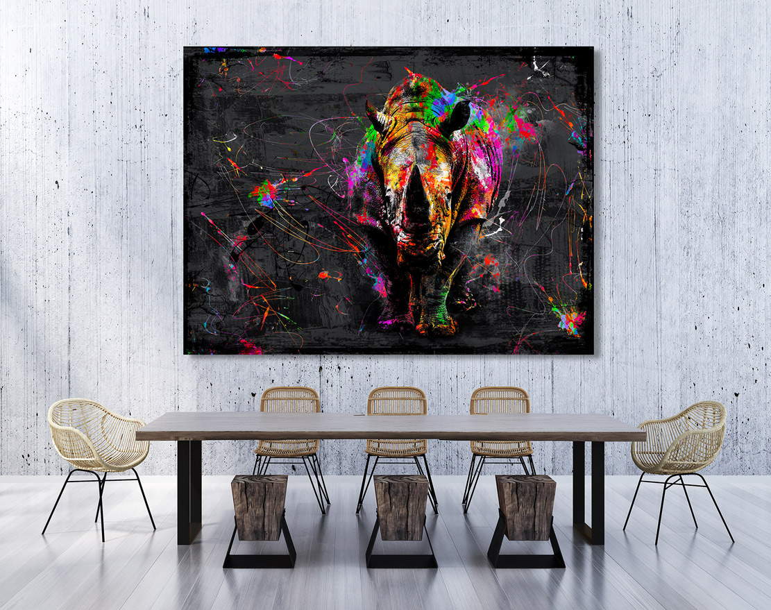 Wandbild Nashorn Pop Art