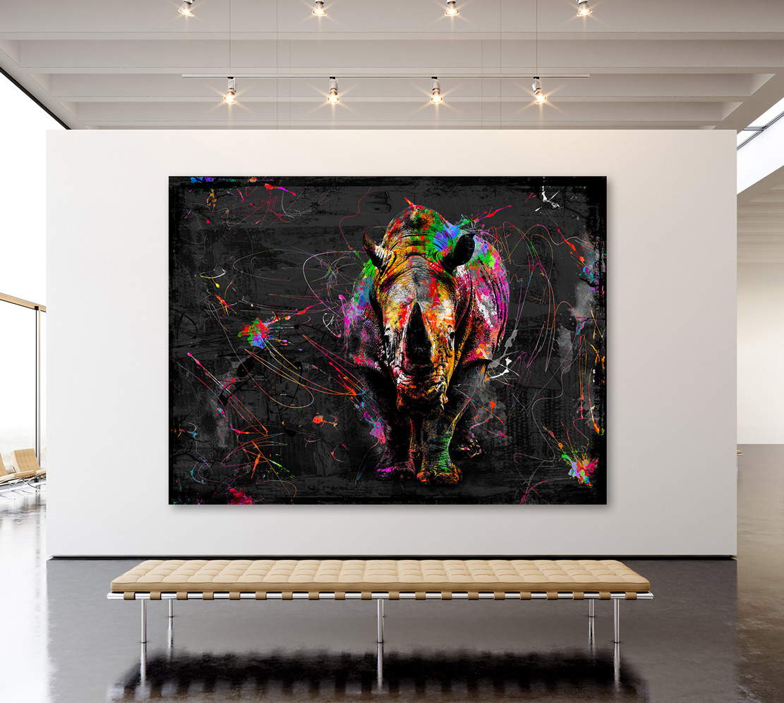 Wandbild Nashorn Pop Art