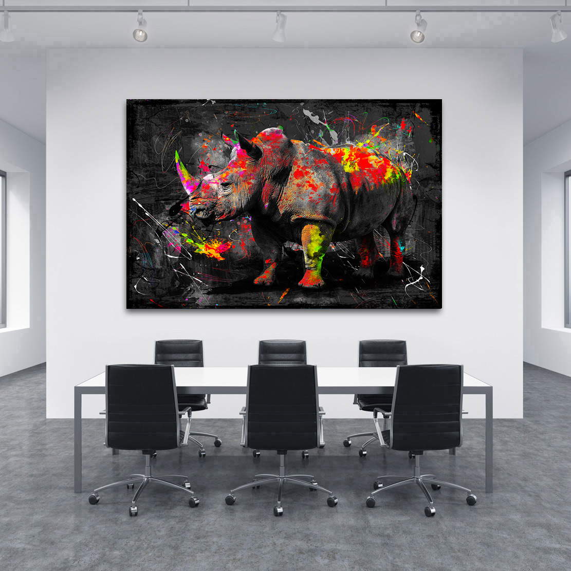 Wandbild Leinwandbild Nashorn Abstrakt Color