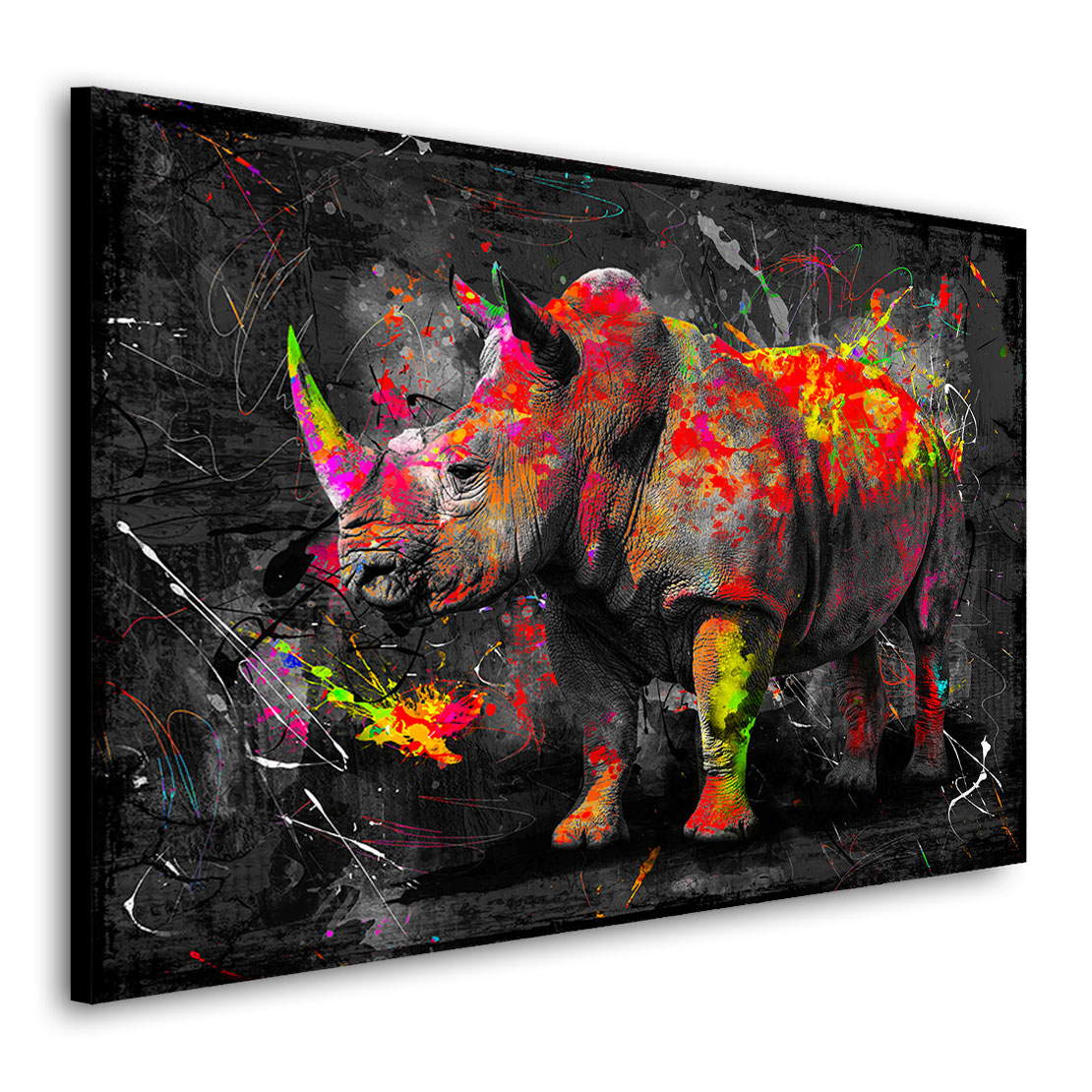 Wandbild Leinwandbild Nashorn Abstrakt Color