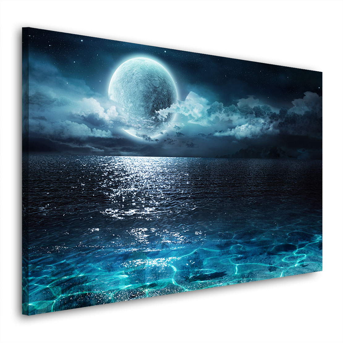 Wandbild Vollmond Ã¼ber dem Meer