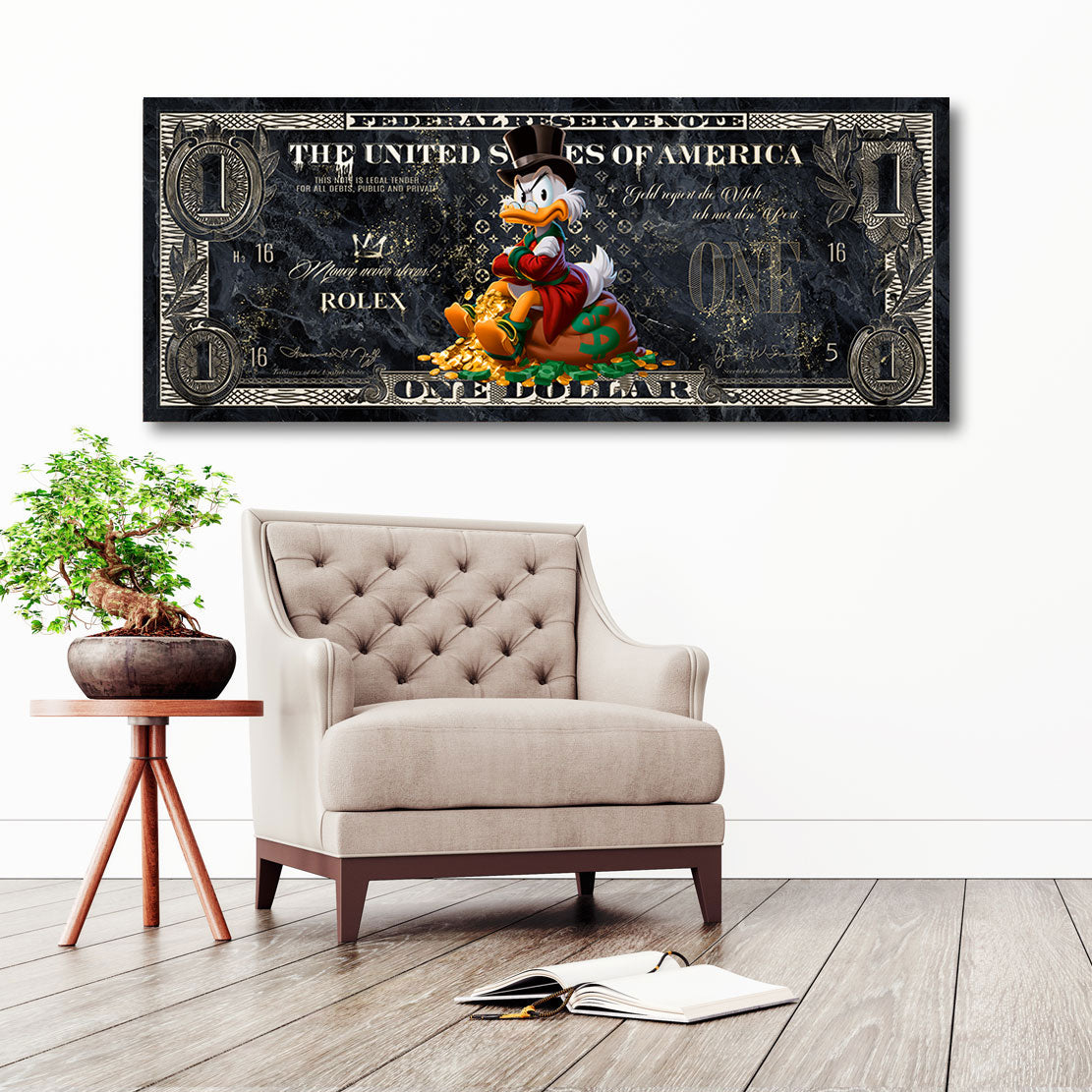 Dagobert Duck Dollar Thron Wandbild