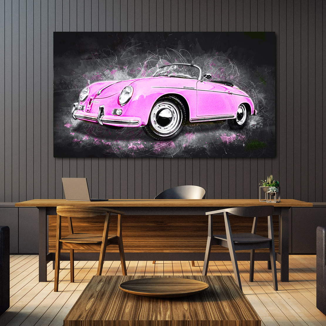 Auto Wandbild Porsche Speedster Pink Style