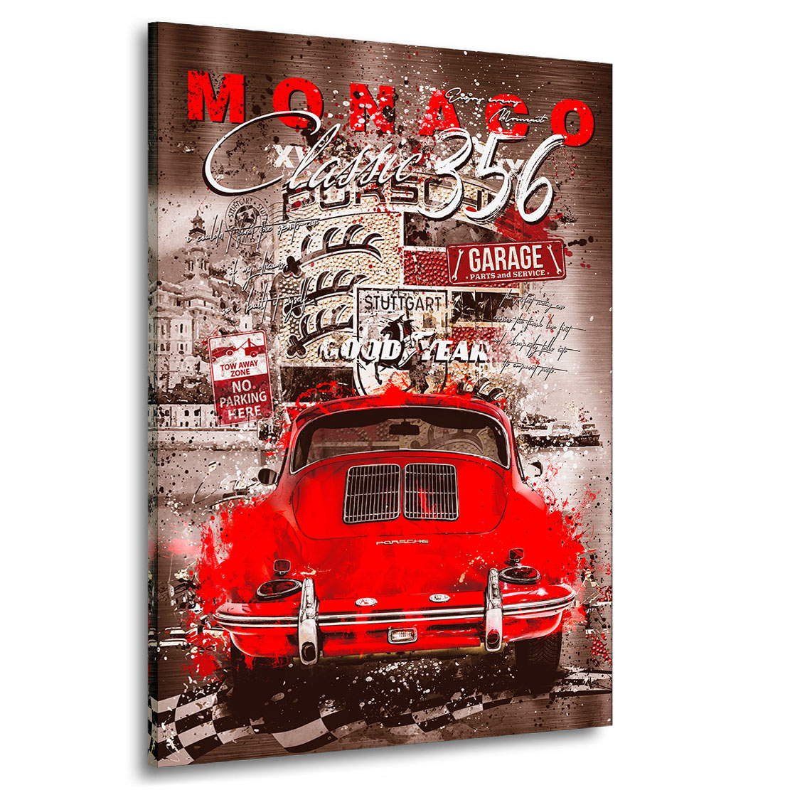 Auto Wandbild Leinwandbild Porsche 356 Monaco Vintage Pop Art