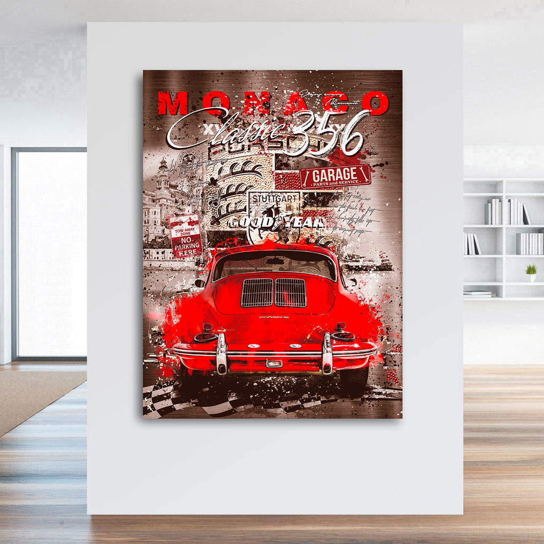 Auto Wandbild Leinwandbild Porsche 356 Monaco Vintage Pop Art
