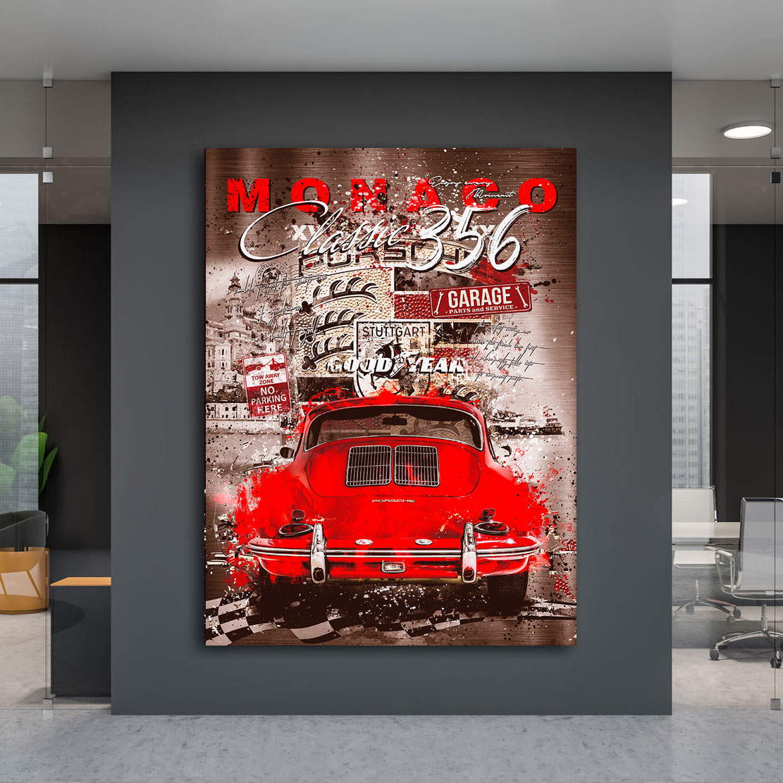 Auto Wandbild Leinwandbild Porsche 356 Monaco Vintage Pop Art