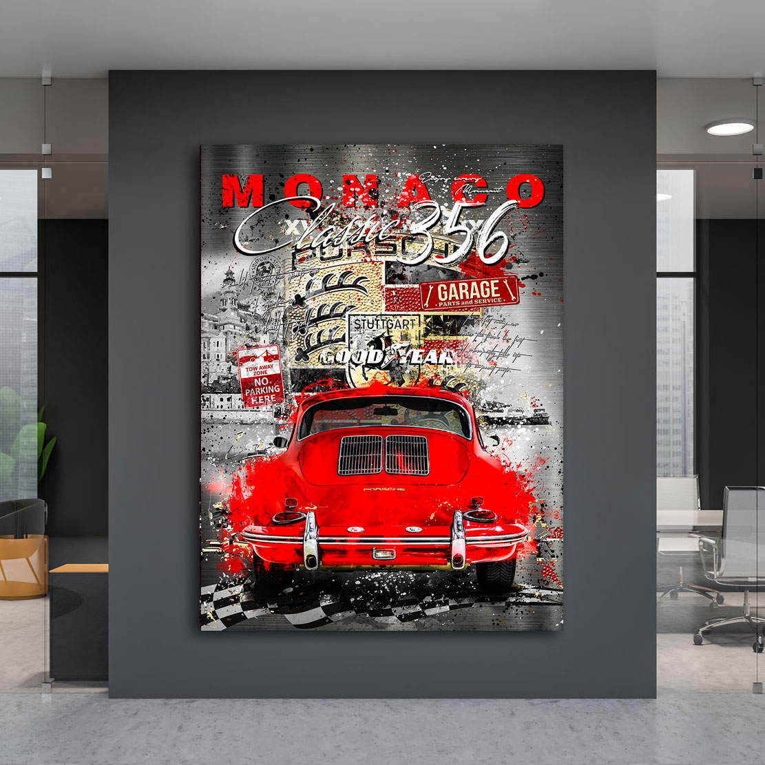 Auto Leinwandbild Porsche 356 Monaco Pop Art