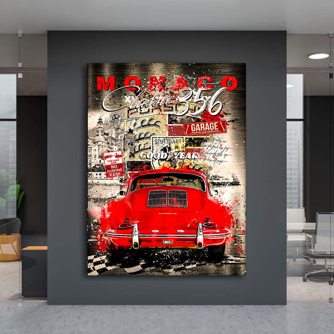 Auto Leinwandbild Porsche 356 Monaco Retro Pop Art