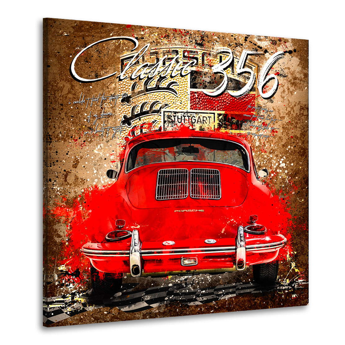 Auto Wandbild Leinwandbild Porsche 356 Vintage Pop Art