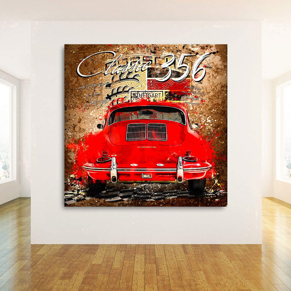 Auto Wandbild Leinwandbild Porsche 356 Vintage Pop Art
