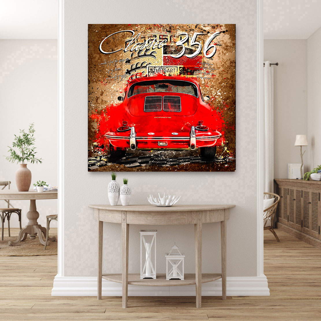 Auto Wandbild Leinwandbild Porsche 356 Vintage Pop Art