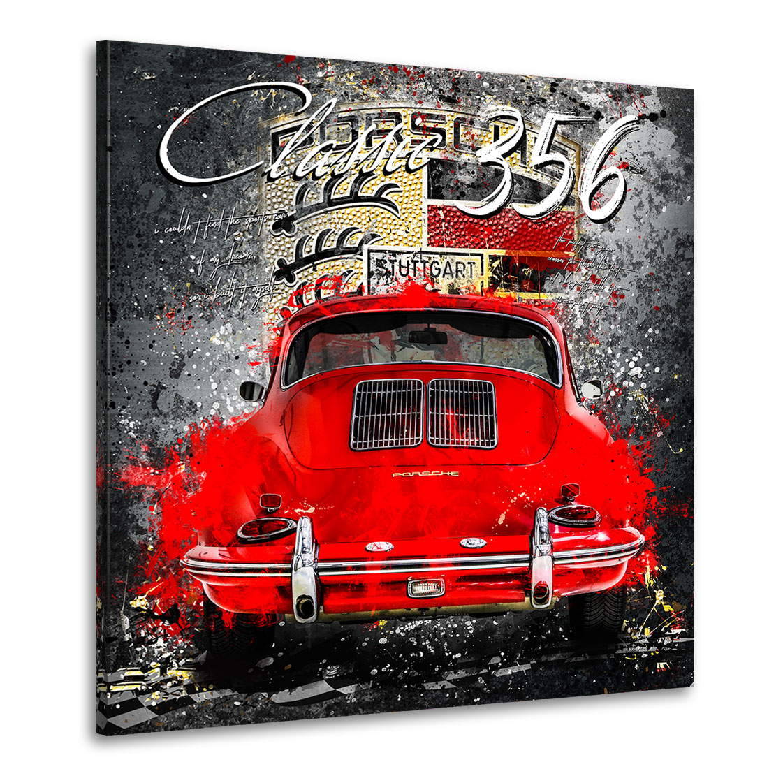 Auto Wandbild Leinwandbild Porsche 356 Retro Pop Art