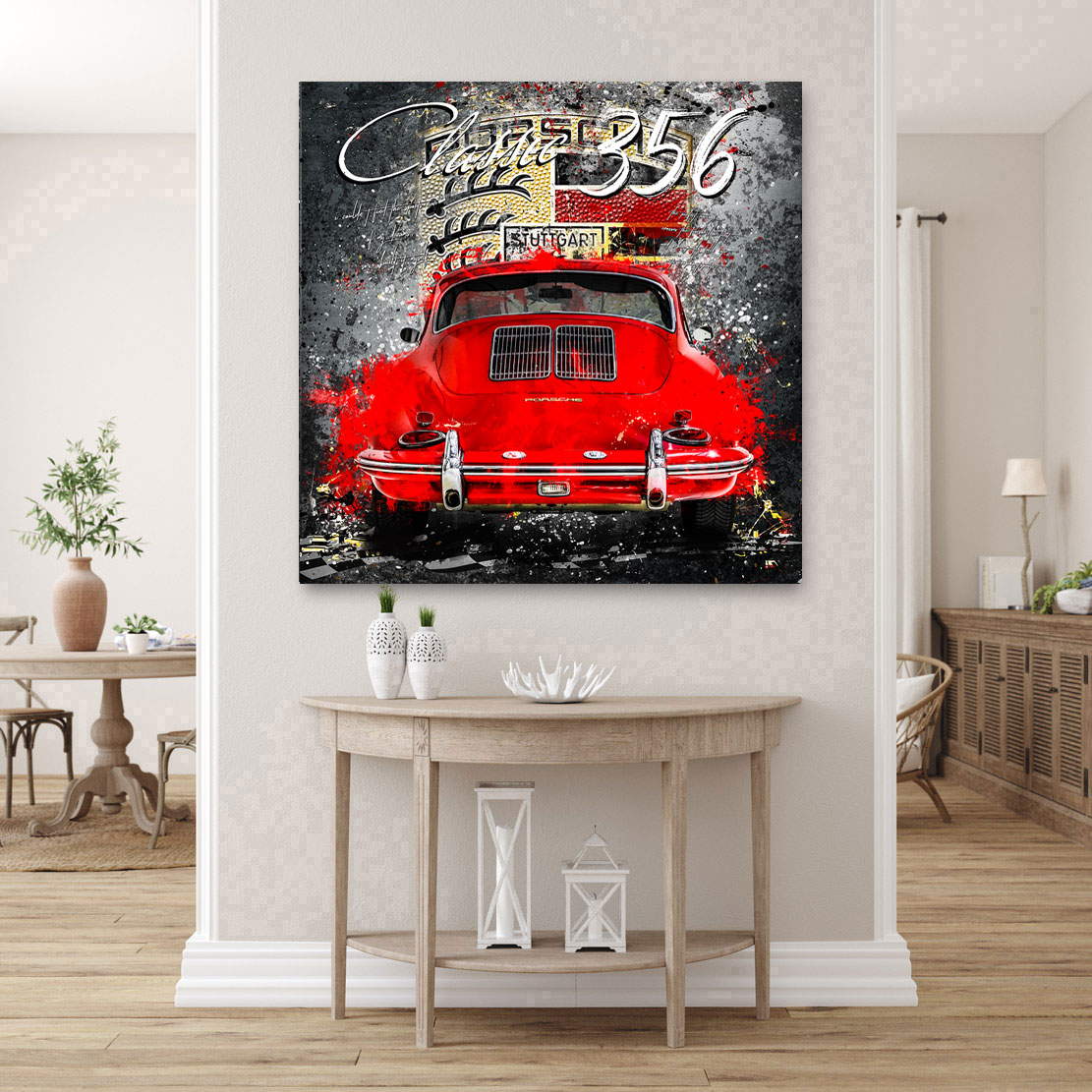 Auto Wandbild Leinwandbild Porsche 356 Retro Pop Art