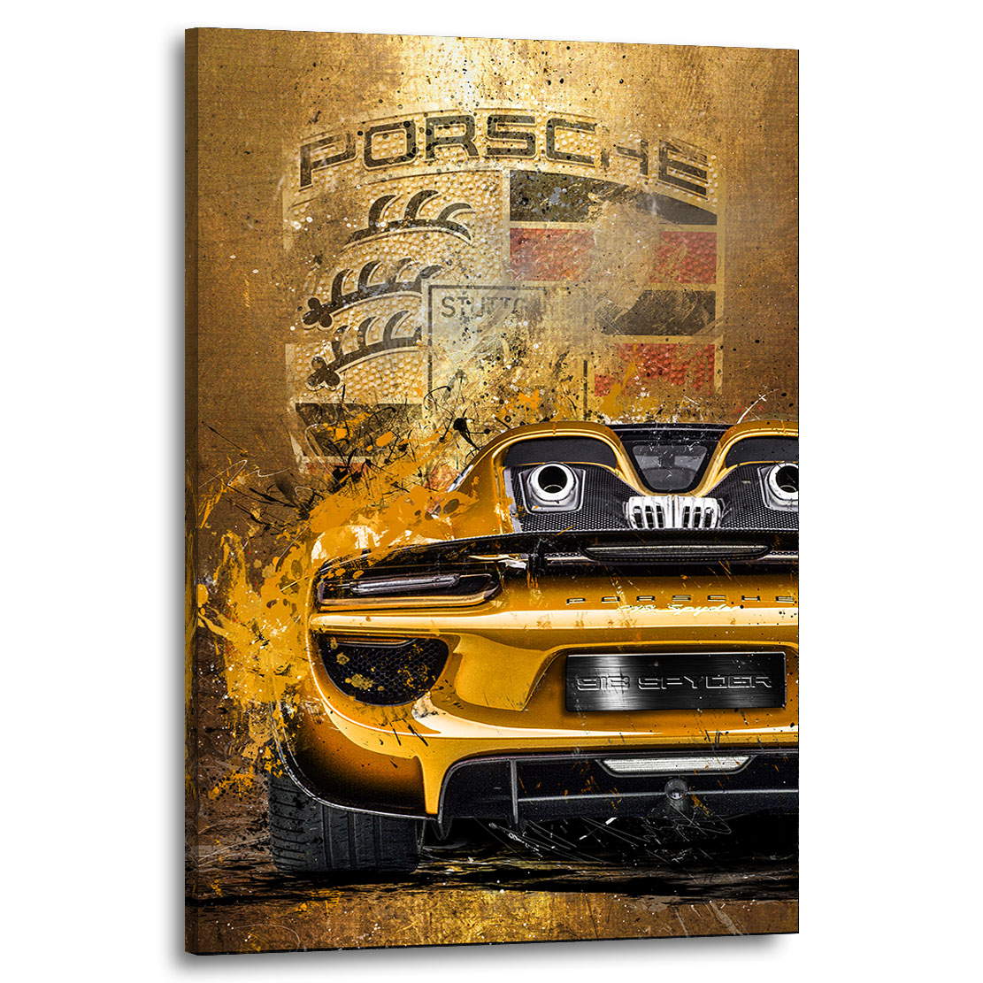 Auto Wandbild Leinwandbild Porsche Speedster 918 Gold Style