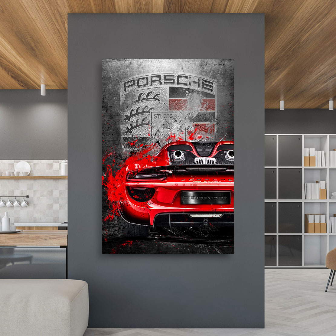 Auto Wandbild Leinwandbild Porsche Speedster 918 Red Style