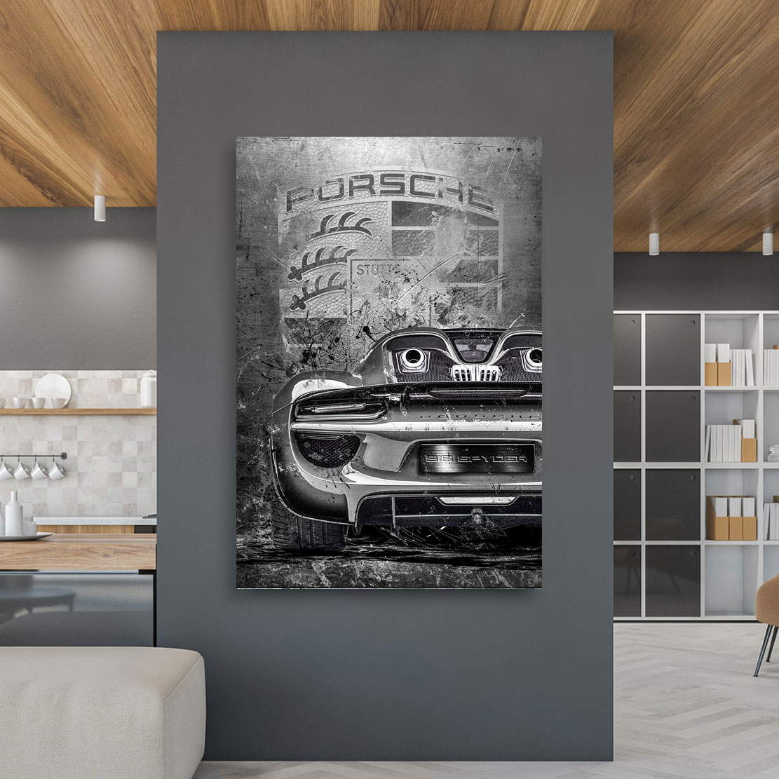 Auto Wandbild Leinwandbild Porsche Speedster 918 Black and White