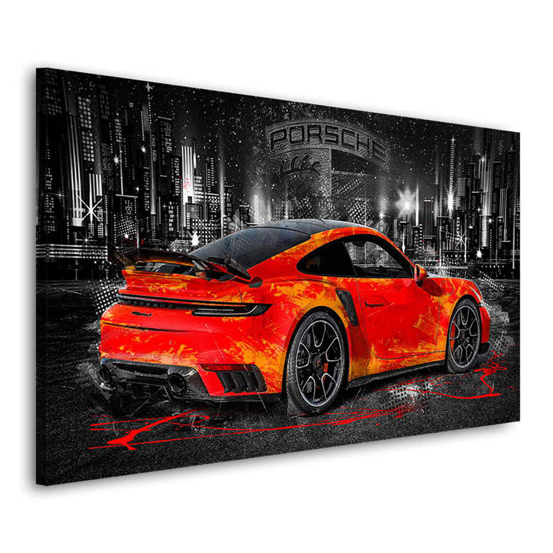 Auto Leinwandbild Porsche 911 Turbo Red City Style