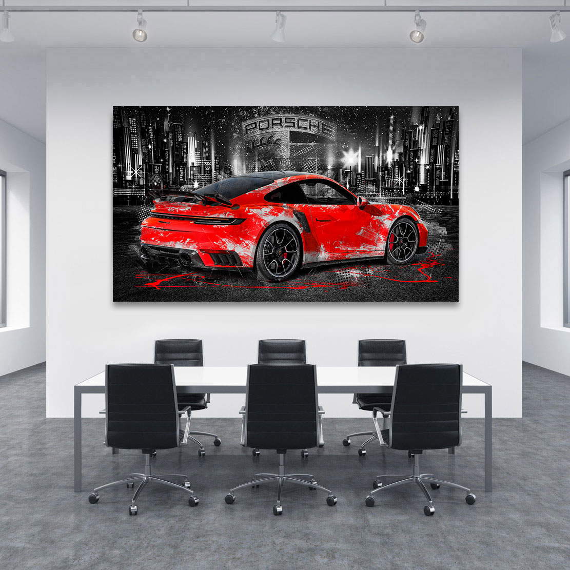 Auto Leinwandbild Porsche 911 Turbo Abstrakt City