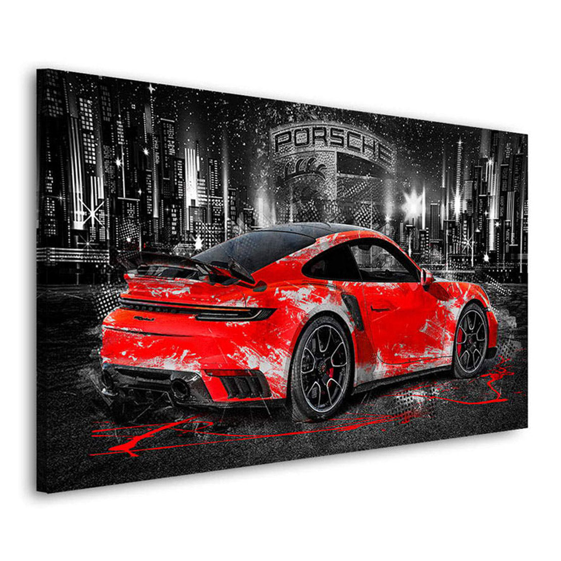 Auto Leinwandbild Porsche 911 Turbo Abstrakt City