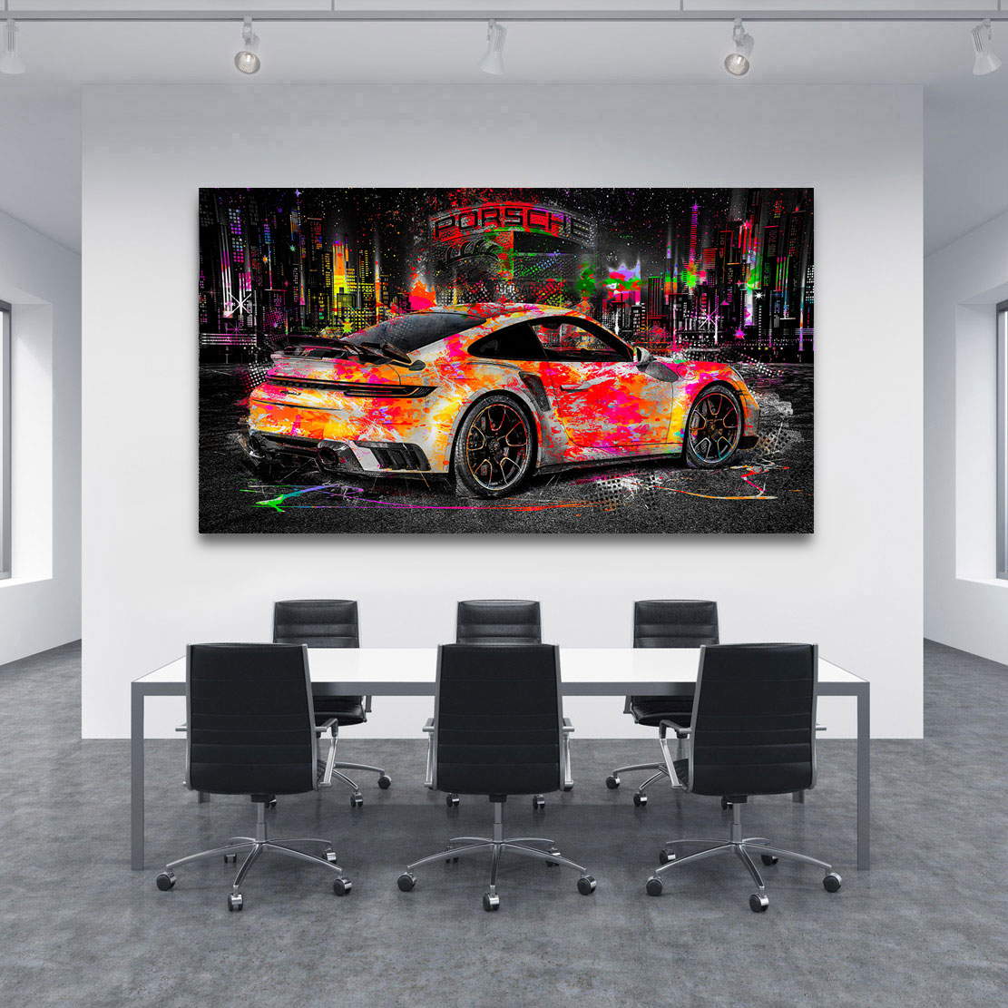 Auto Leinwandbild Porsche 911 Turo Pop Art Style