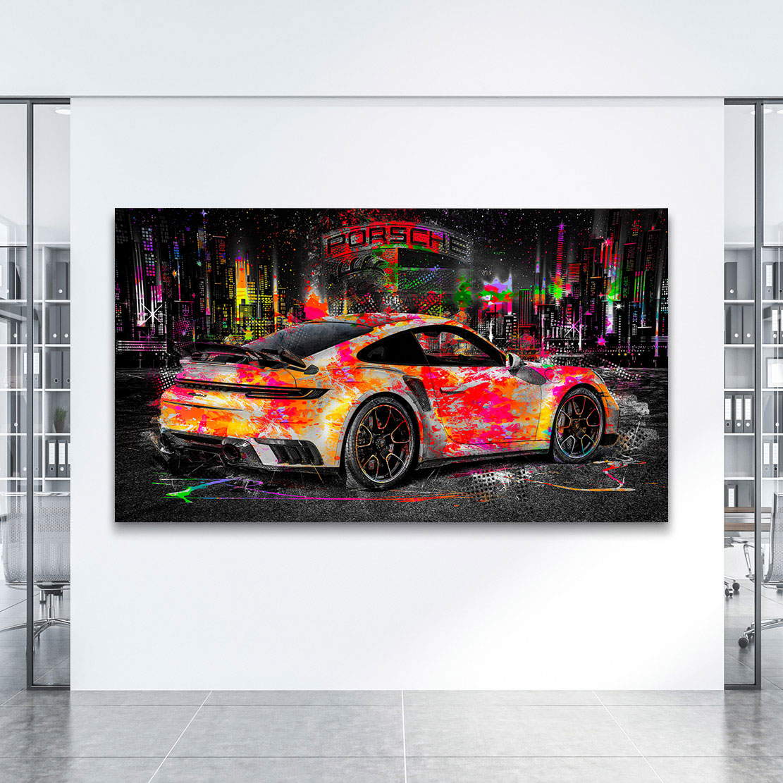 Auto Leinwandbild Porsche 911 Turo Pop Art Style