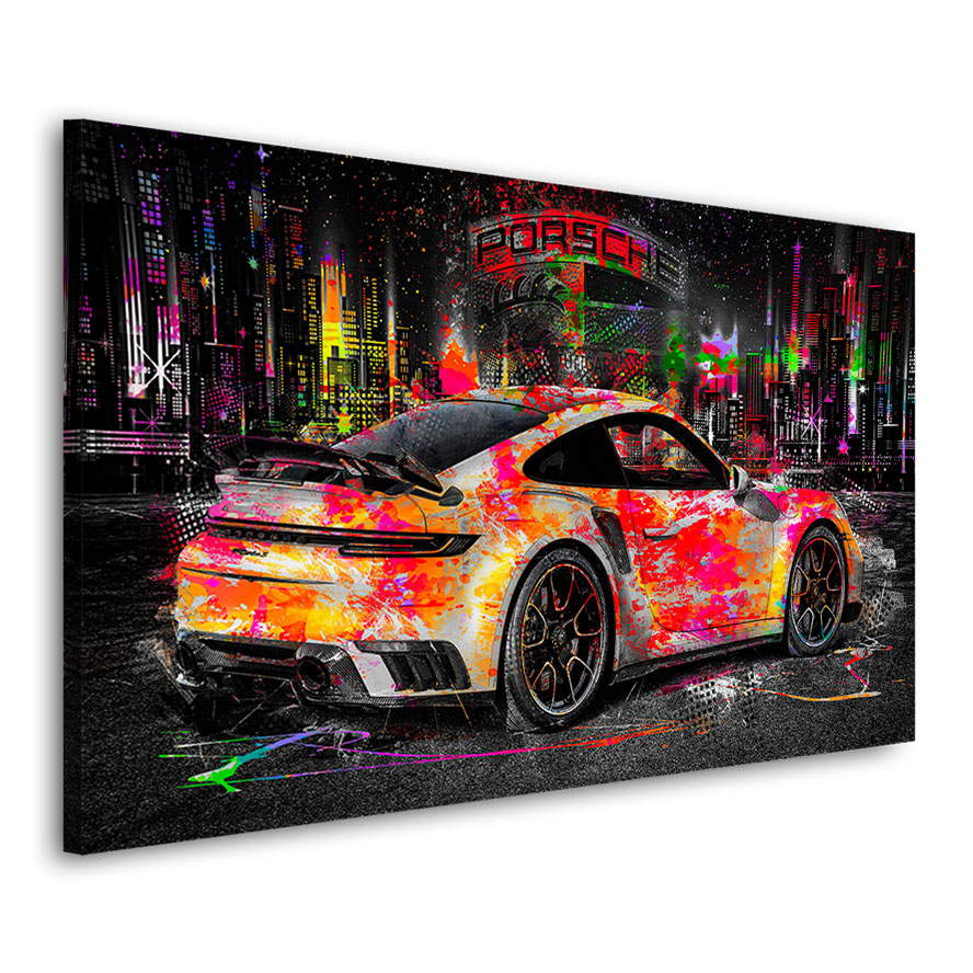 Auto Leinwandbild Porsche 911 Turo Pop Art Style