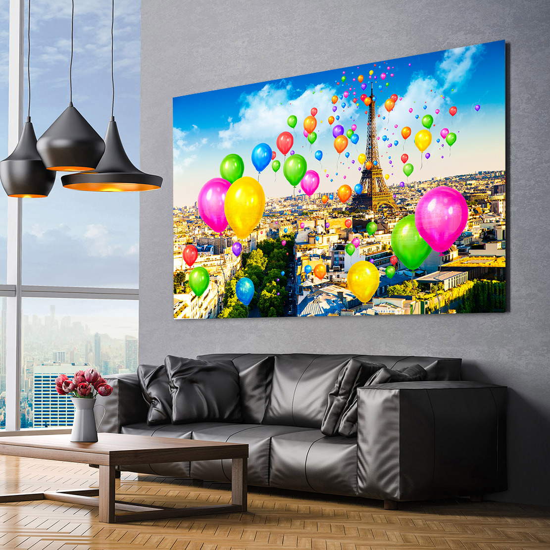 Leinwandbild Paris Eiffelturm Balloon