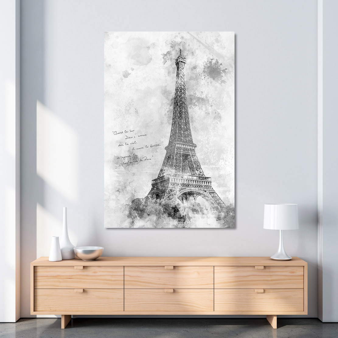 Leinwandbild Paris Eiffelturm Black and White