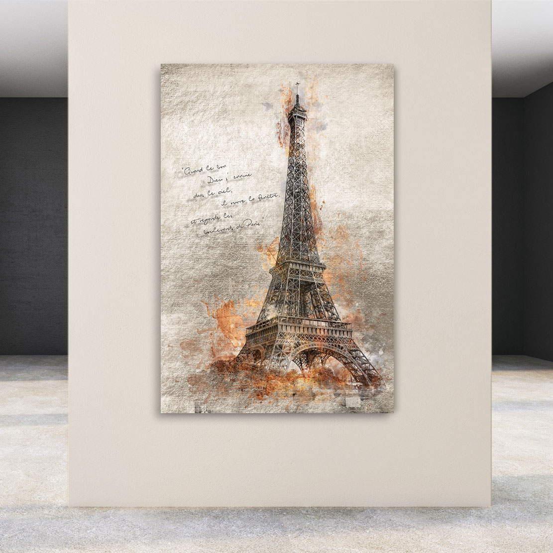 Wandbild Leinwandbild Paris Eiffelturm Gold Style