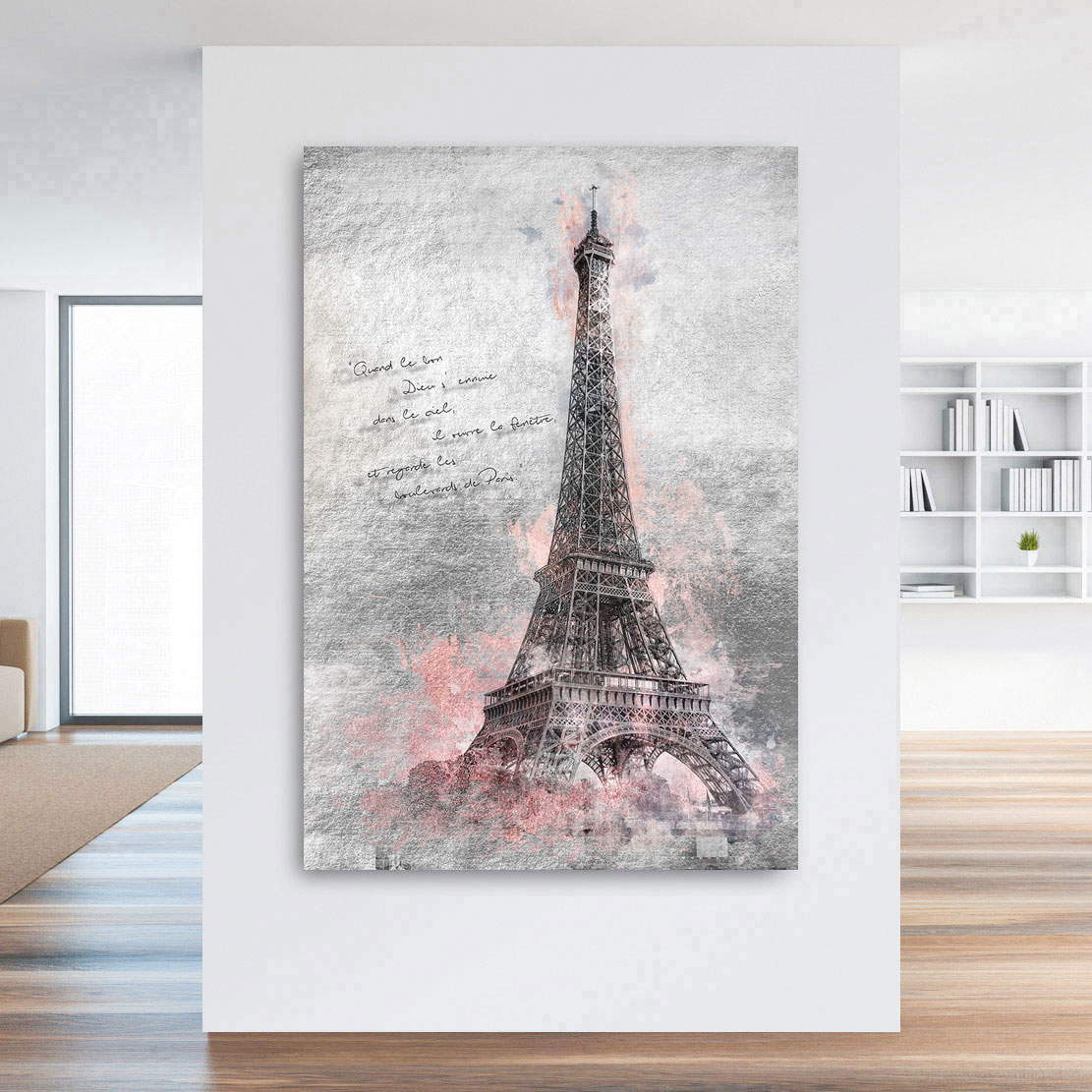 Wandbild Leinwandbild Paris Eiffelturm Silver Style