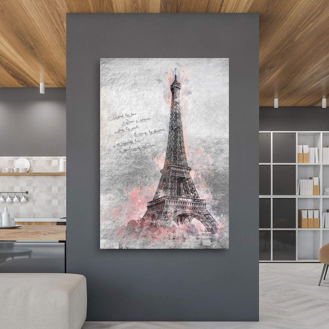 Wandbild Leinwandbild Paris Eiffelturm Silver Style
