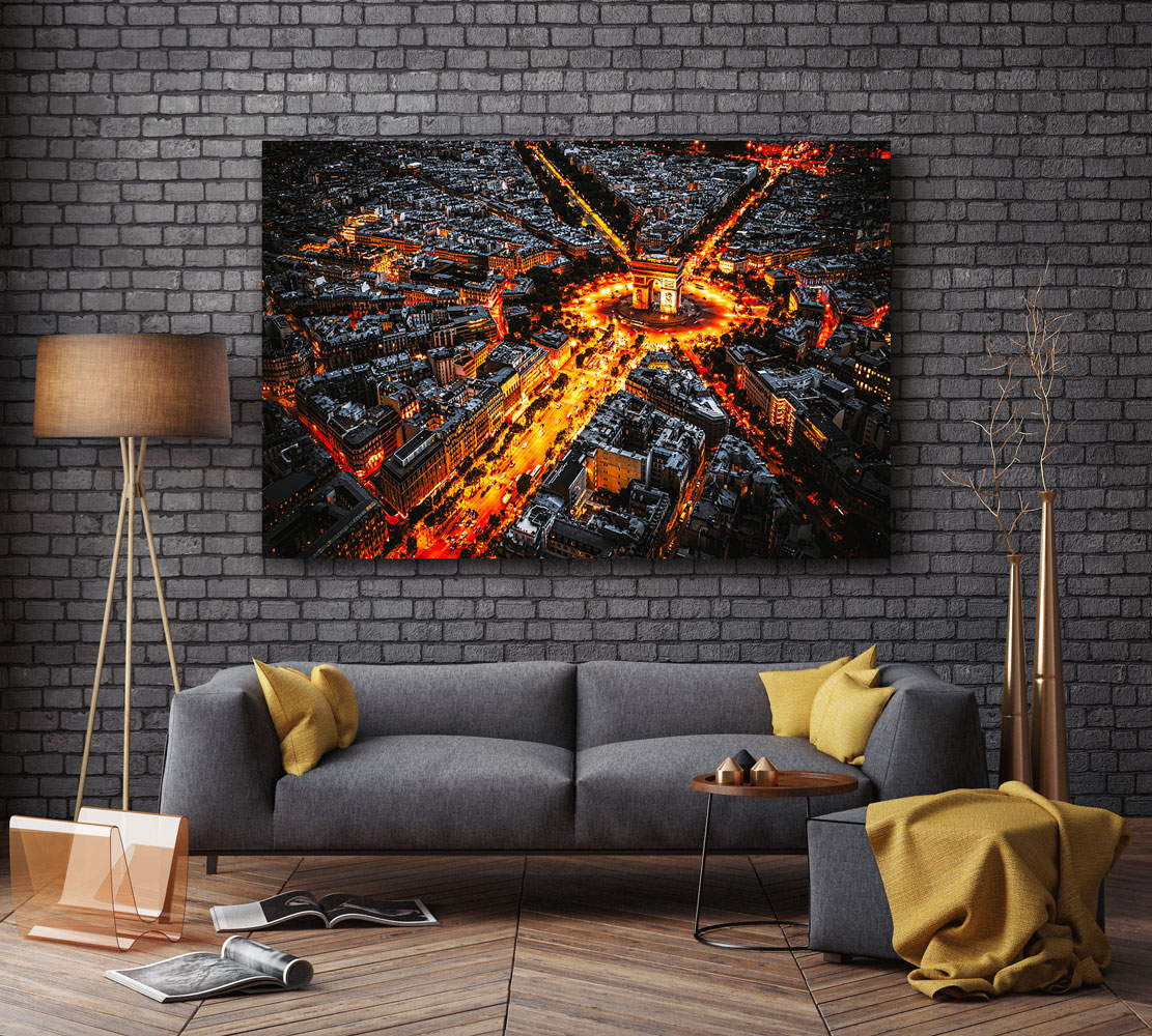 Wandbild Leinwandbild Paris Triumphbogen bei Nacht