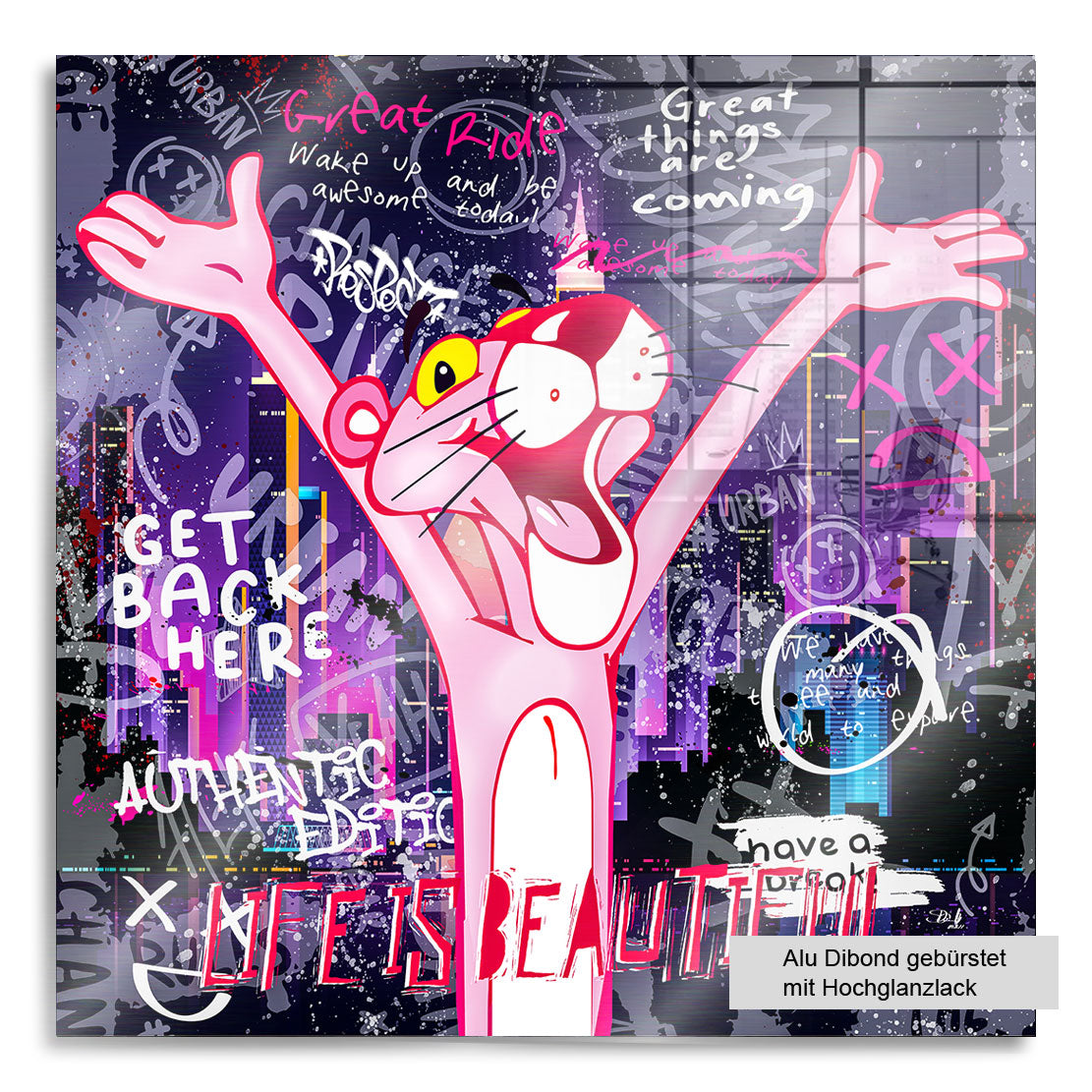 Pop Art Wandbild Pink Panther Life is beautiful Street Style