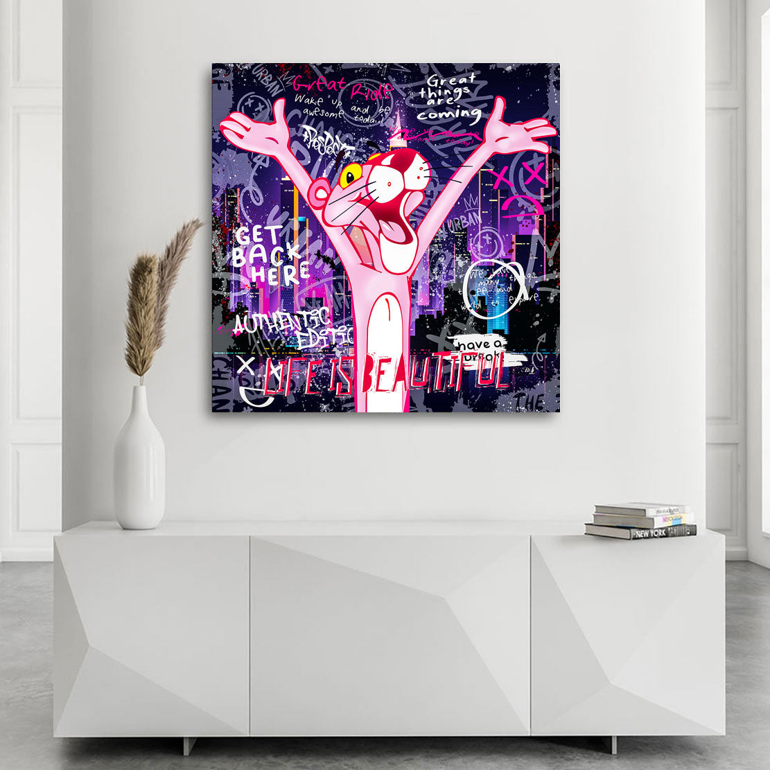 Pop Art Wandbild Pink Panther Life is beautiful Street Style