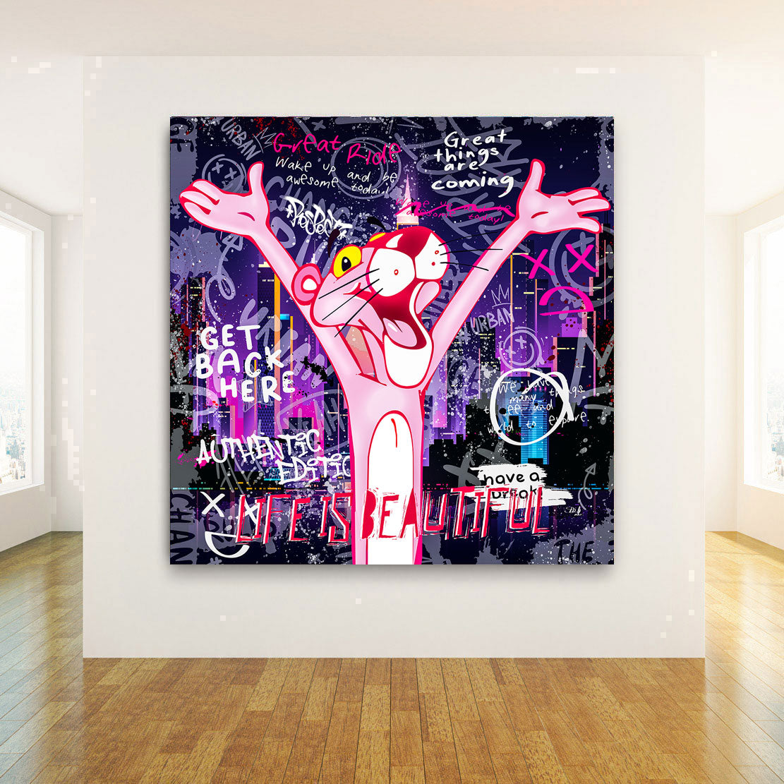 Pop Art Wandbild Pink Panther Life is beautiful Street Style
