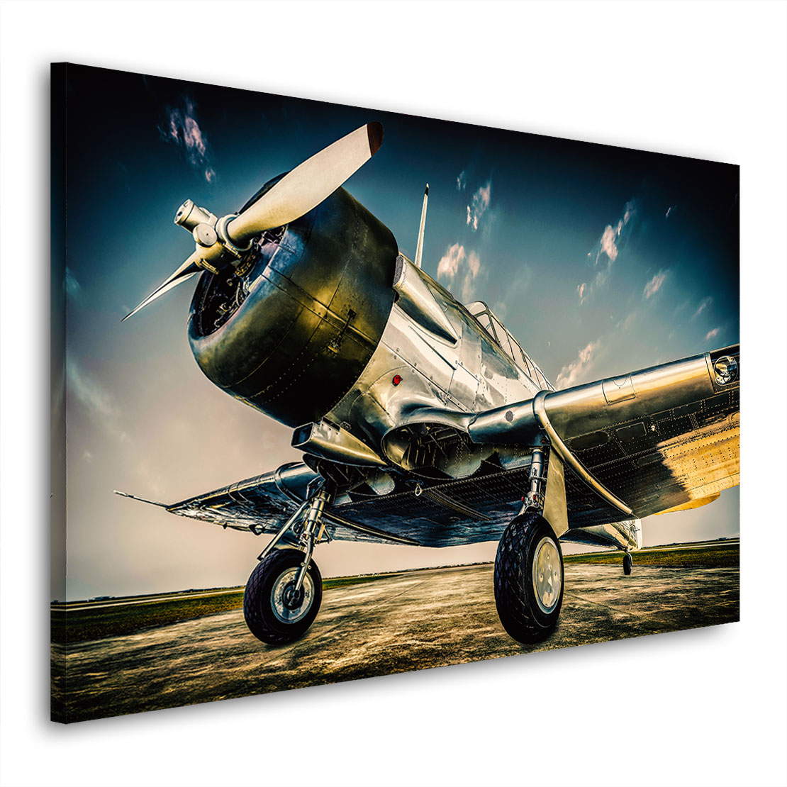 Wandbild Leinwandbild Propeller Flugzeug Sunset