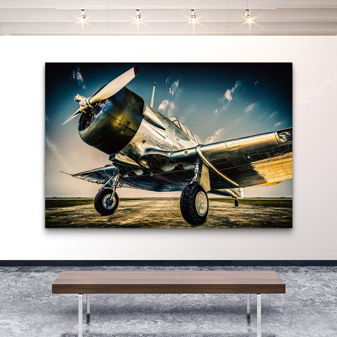 Wandbild Leinwandbild Propeller Flugzeug Sunset