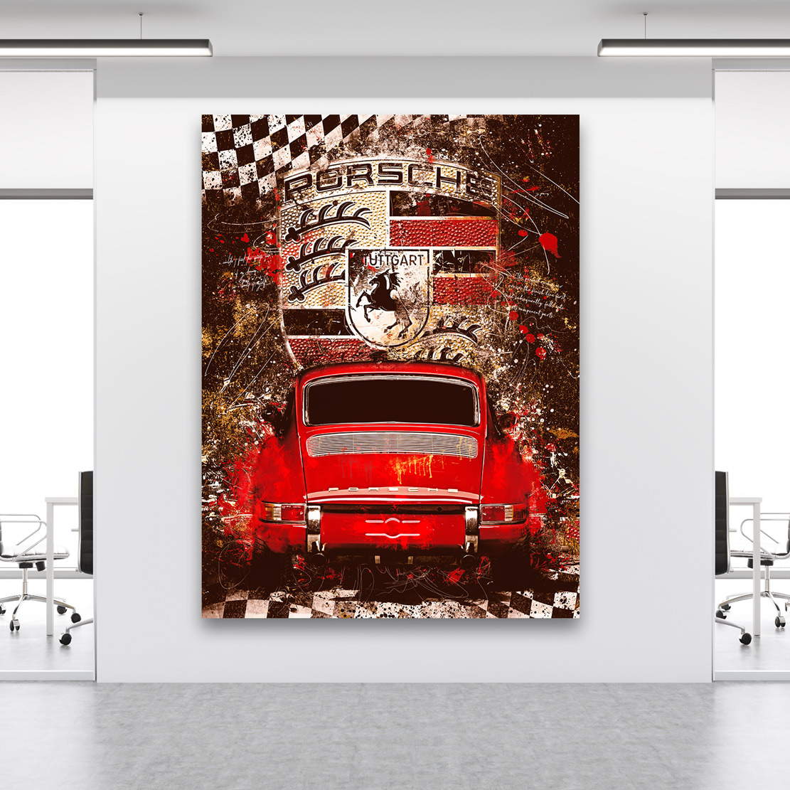 Auto Wandbild Leinwandbild Porsche 911 Retro Style