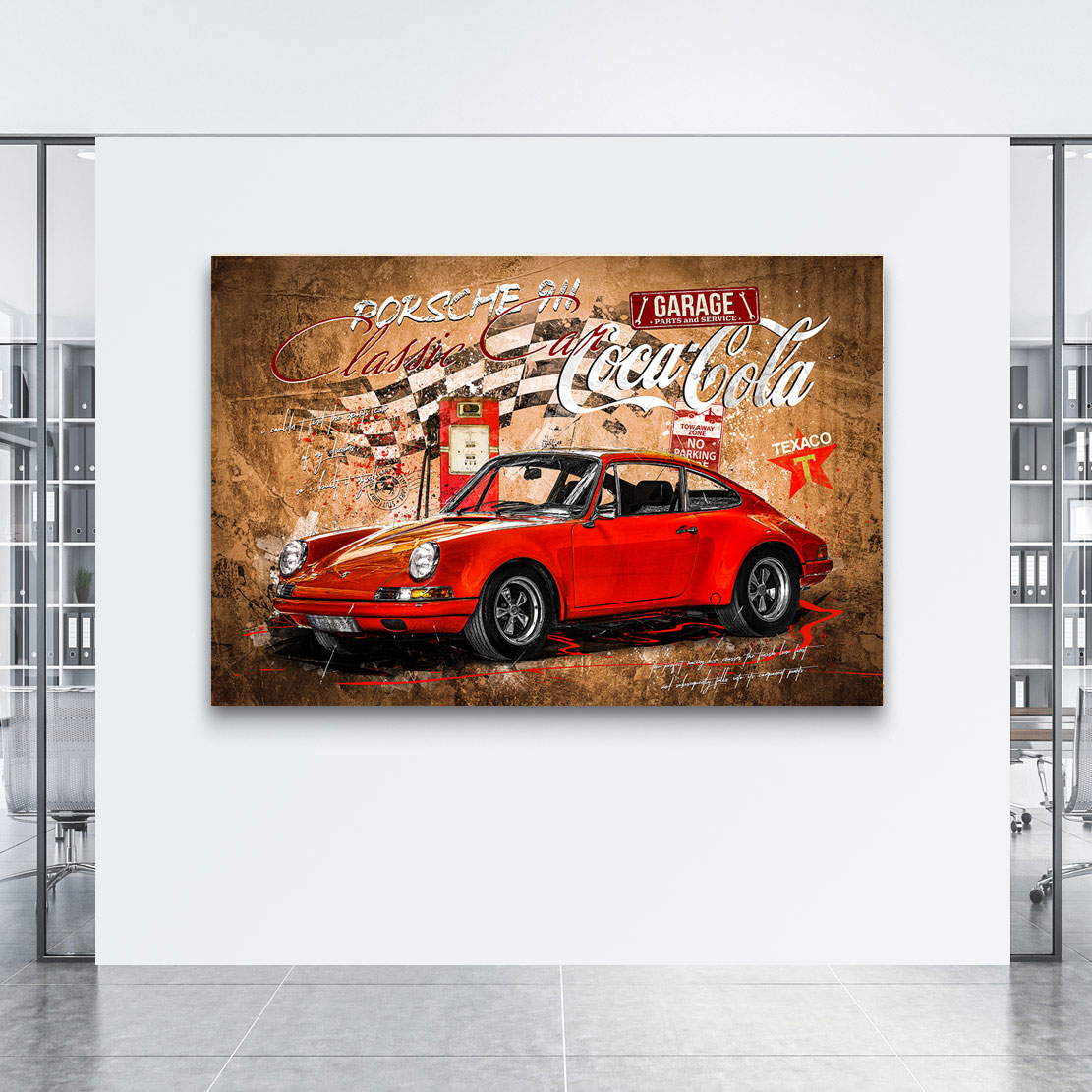 Auto Wandbild Leinwandbild Porsche Classic Pop Art Vintage Style