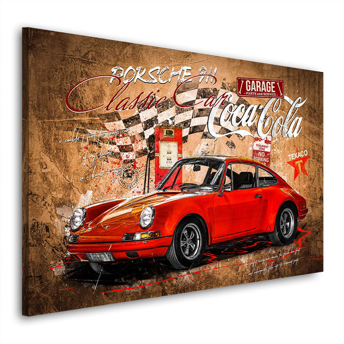Auto Wandbild Leinwandbild Porsche Classic Pop Art Vintage Style