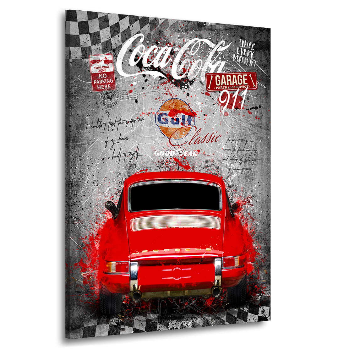 Auto Wandbild Leinwandbild Porsche 911 Classic Pop Art Black Style