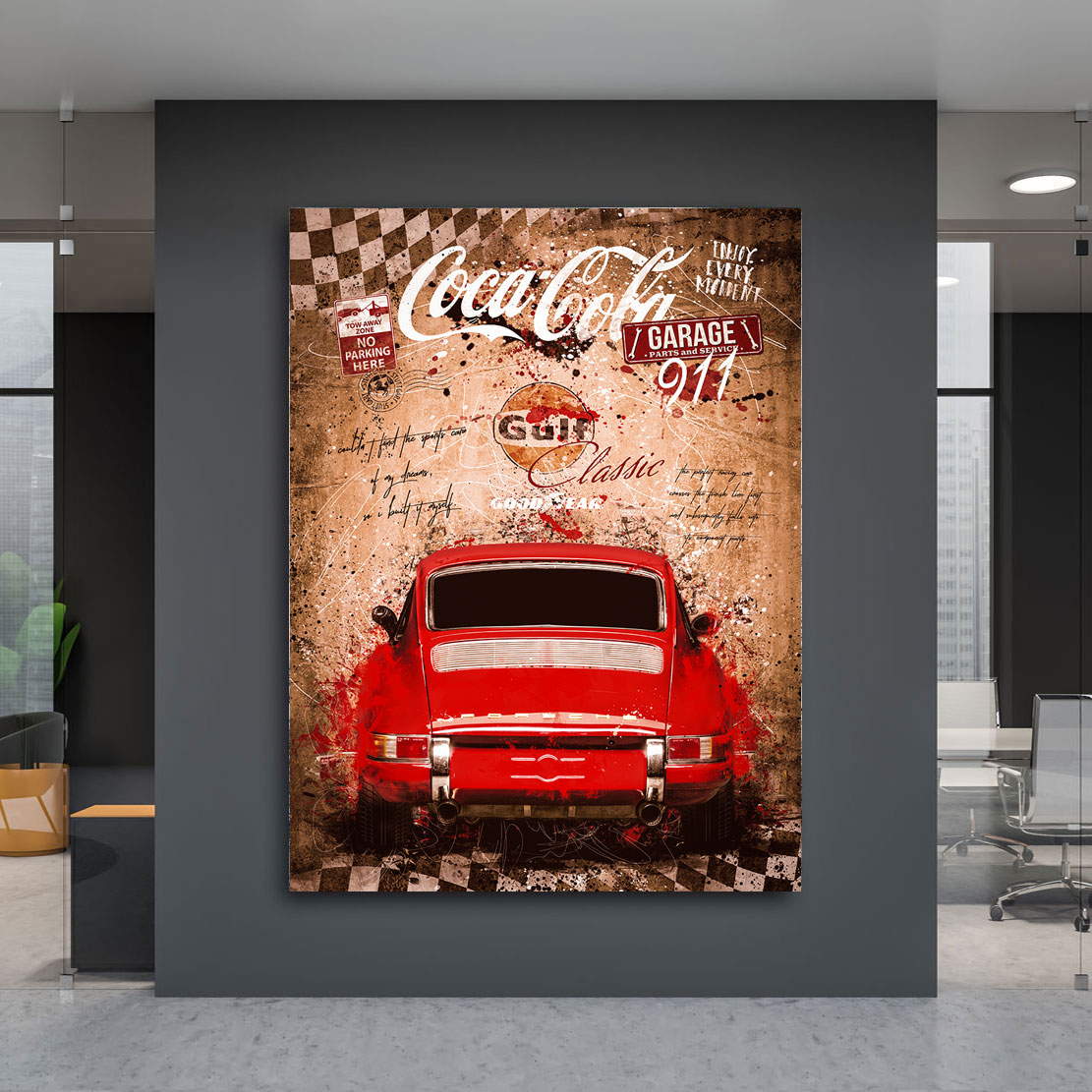 Auto Wandbild Leinwandbild Porsche 911 Classic Vintage Style