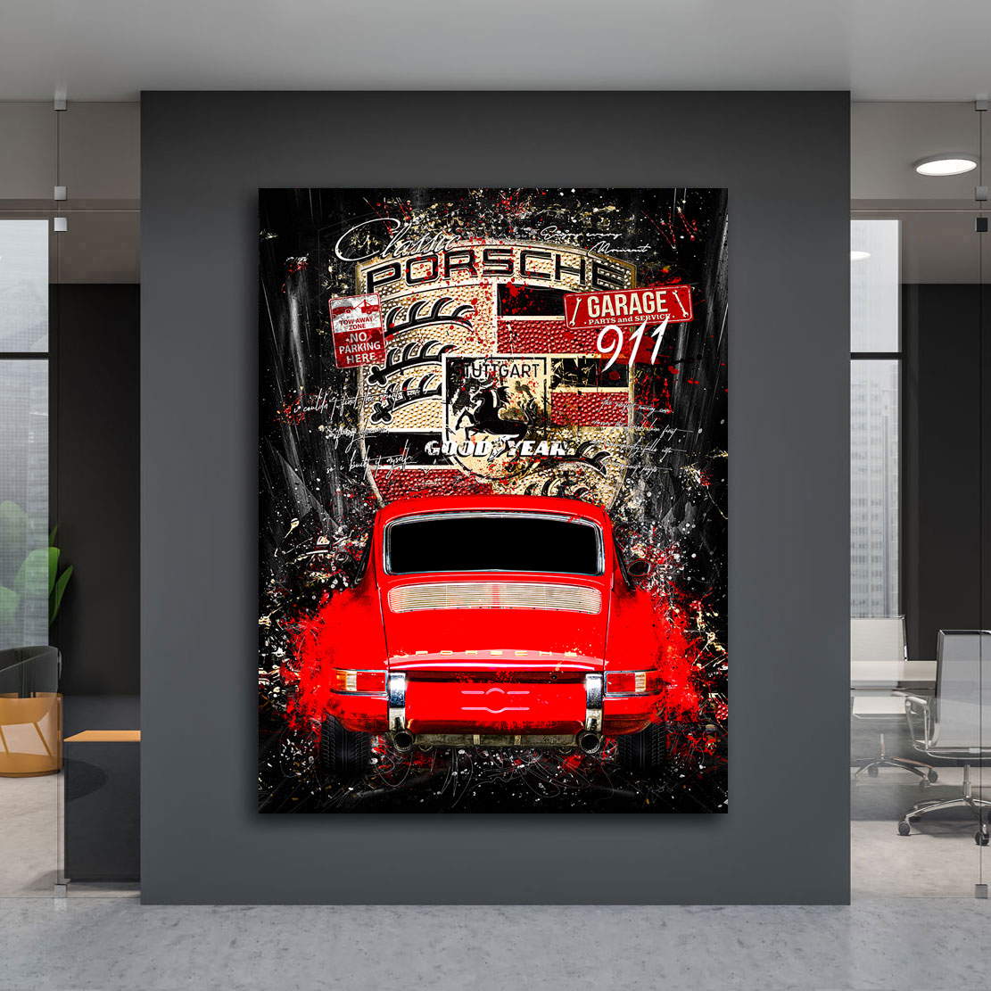 Auto Wandbild Leinwandbild Porsche 911 Classic Pop Art Style