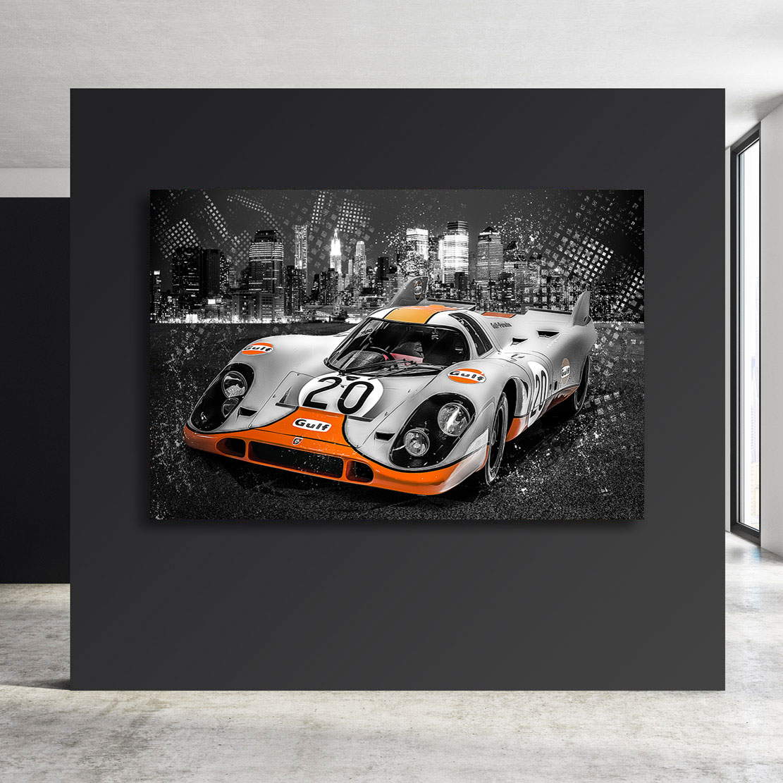 Auto Wandbild Leinwandbild Porsche 917 Black Abstrakt