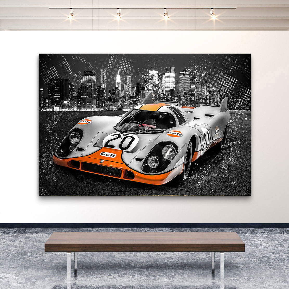 Auto Wandbild Leinwandbild Porsche 917 Black Abstrakt