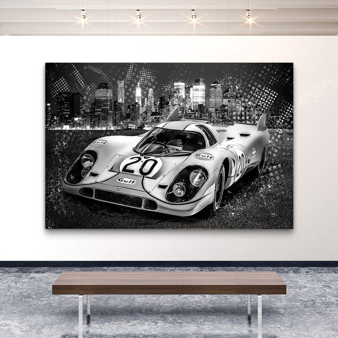 Auto Wandbild Leinwandbild Porsche 917 Black and White