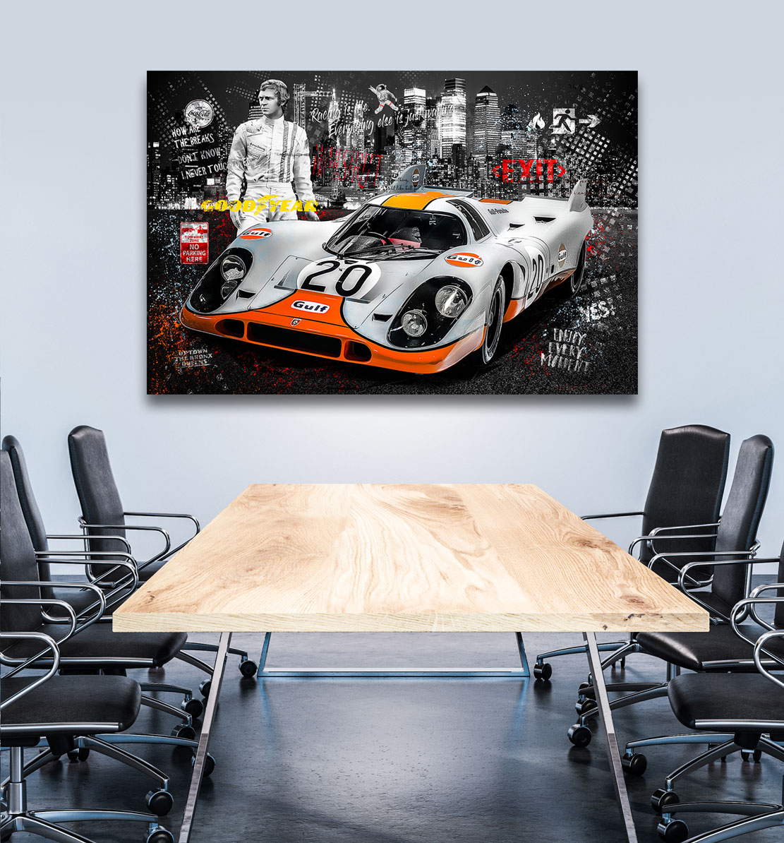Leinwandbild Steve McQuenn Porsche City Pop Art