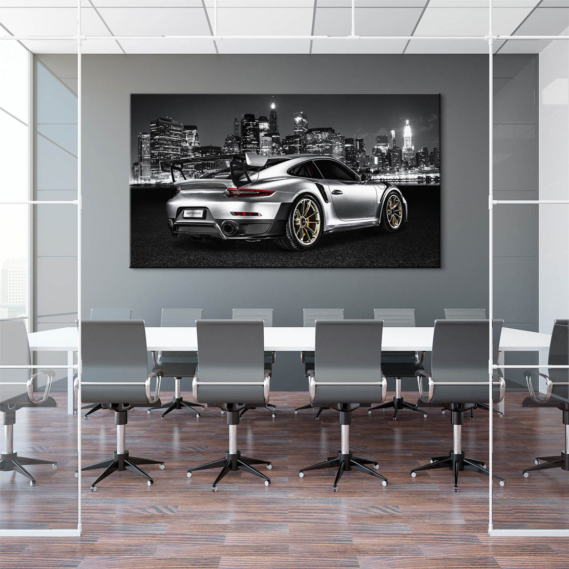 Auto Wandbild Leinwandbild Porsche GT2 RS City Style