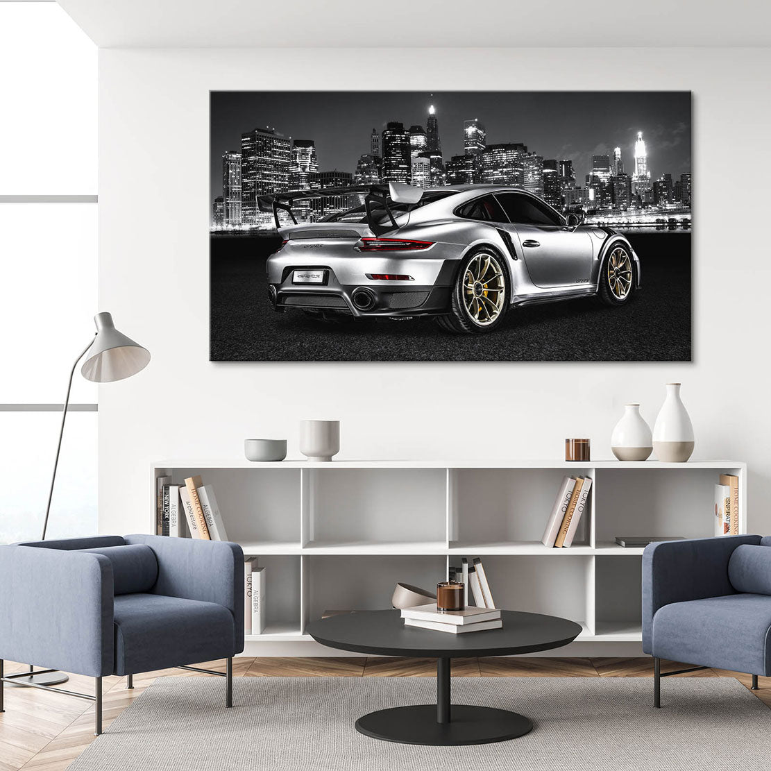 Auto Wandbild Leinwandbild Porsche GT2 RS City Style
